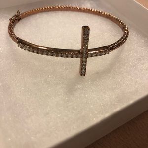 Jewelry - Rose Gold CZ Cross Bangle Jewelry - Rose Gold CZ Cross Bangle